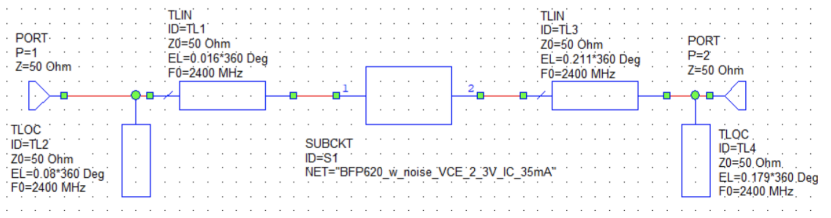 LNA Circuit Diagram - 2.4 GHz RF Amplifier